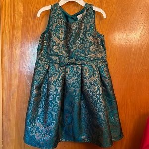 Girls dark green holiday dress